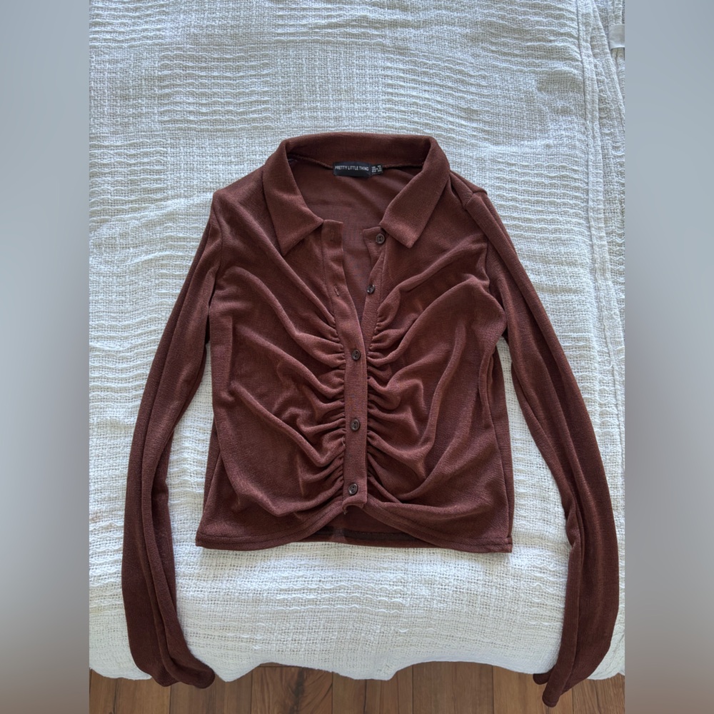 Brown Button-Up Top